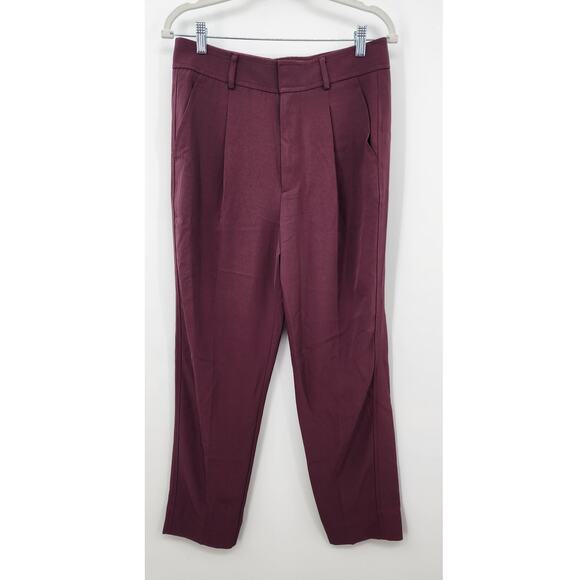 Everlane Japanese GoWeave Way-High Tapered Pant Burgundy Women Size 4 - Picture 5 of 11